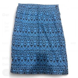 LuLaRoe Cassie Blue and Black Tribal Print Pencil Skirt Size Small (6-8)
